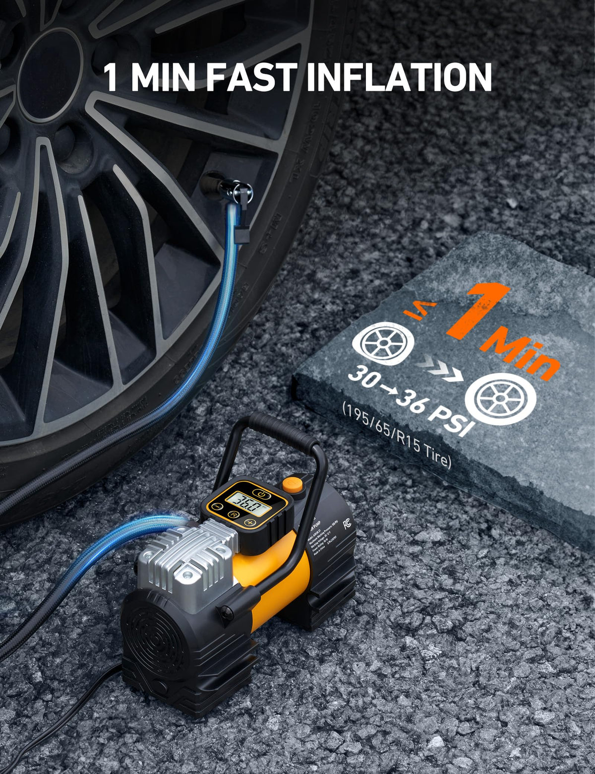 AstroAI Tire Inflator Portable Air Compressor (Up to 150 PSI) Tire Pump for Car 12V DC Digital Air Pump with 12 LEDs Super Bright Light for Bicycle, Motorcycle, Automotive Car Accessories 🍁 All In One Marketplace Canada