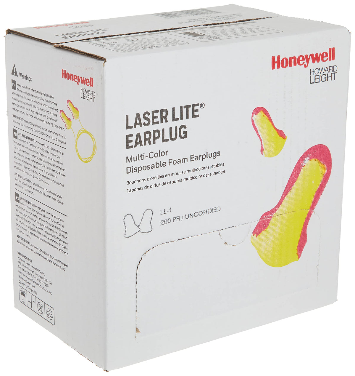 Howard Leight Laser Lite Earplugs — Uncorded, 200 Pairs