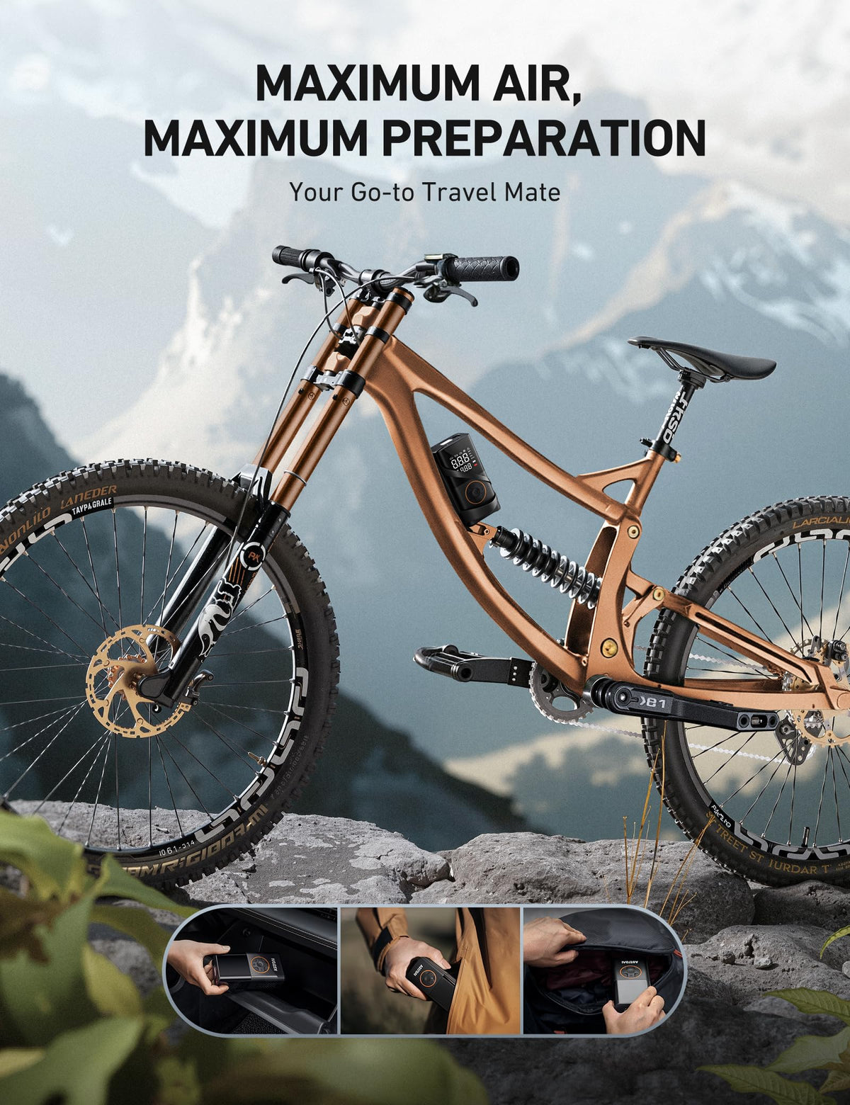 AstroAI L7 Tire Inflator Portable Air Compressor Cordless Mini Bike Pump with Digital Dual Values Display, 150 PSI Car Tires Air Pump with LED Lights&Pressure Gauge for Auto, Motorcycles, Bikes, Balls 🍁 All In One Marketplace Canada