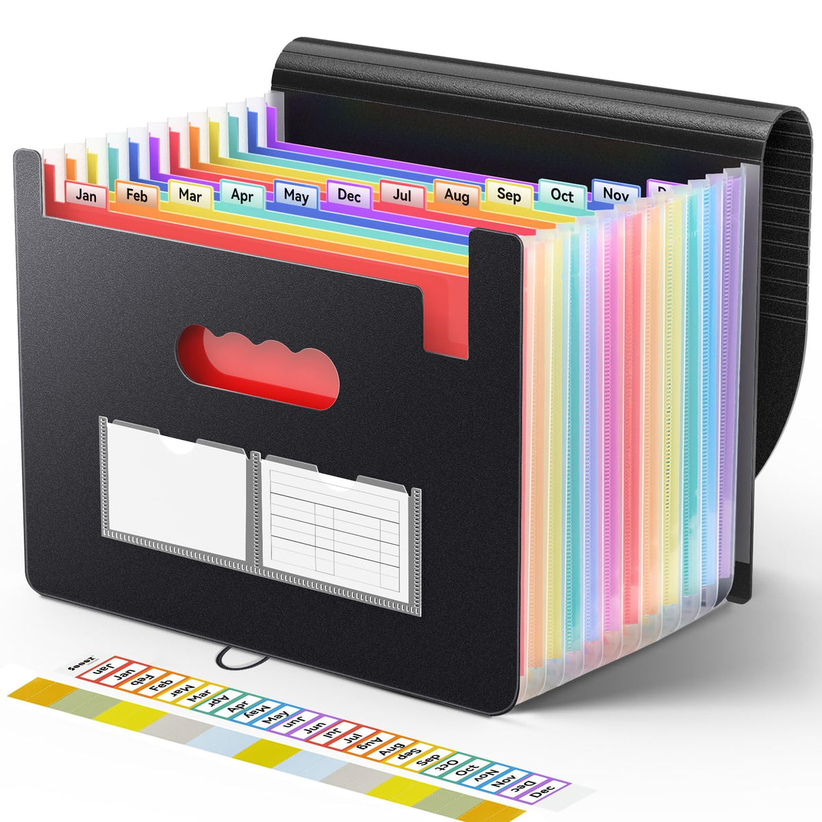 Sooez Accordion File Organizer, 13 Pockets Expanding File Folders, Portable Monthly Paper Bill Tax Receipt Organizer, Letter A4 Size Document Holder with Blank Labels, Black 🍁 All In One Marketplace Canada
