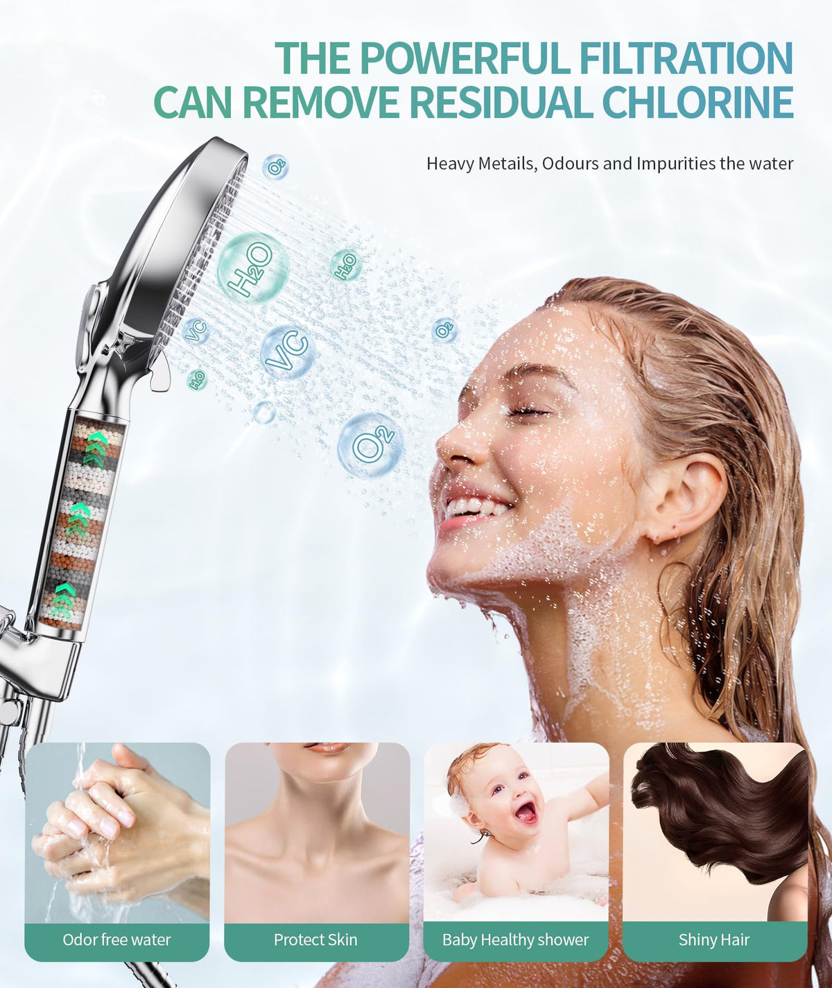Filtered Shower Head with Handheld, High Pressure 9 Spray Mode Chrome Showerhead with Filters,Detachable Shower Head,Water Softener Filters Beads for Hard Water -Remove Chlorine 🍁 All In One Marketplace Canada