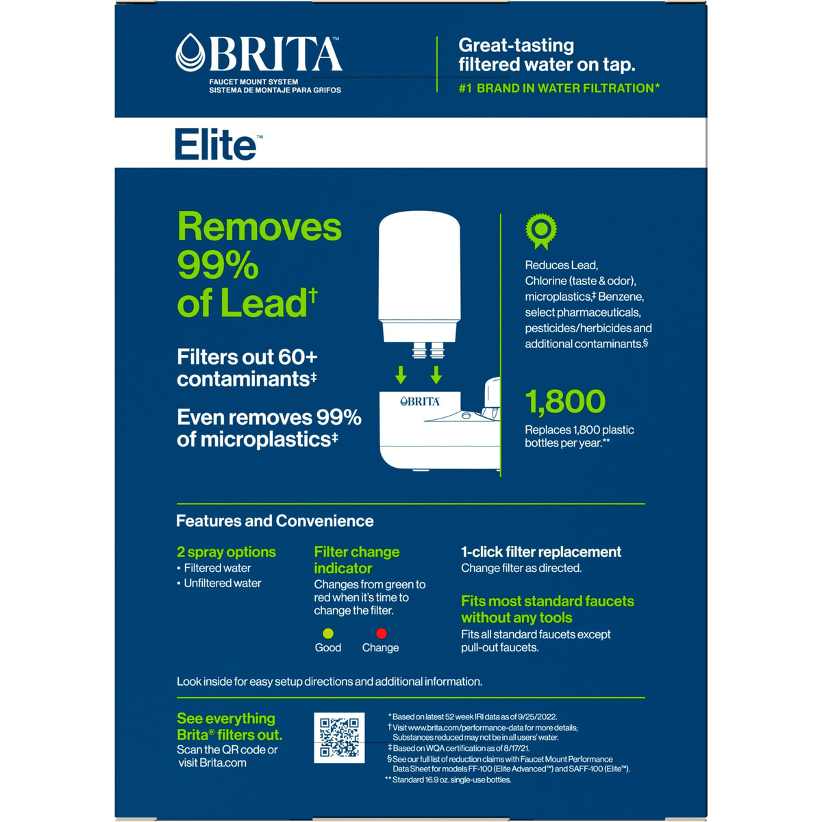 Brita Tap Water Filter System, Water Faucet Filtration System with Filter Change Reminder, Reduces Lead, BPA Free, Fits Standard Faucets Only - Basic, White, 1 Pack 🍁 All In One Marketplace Canada
