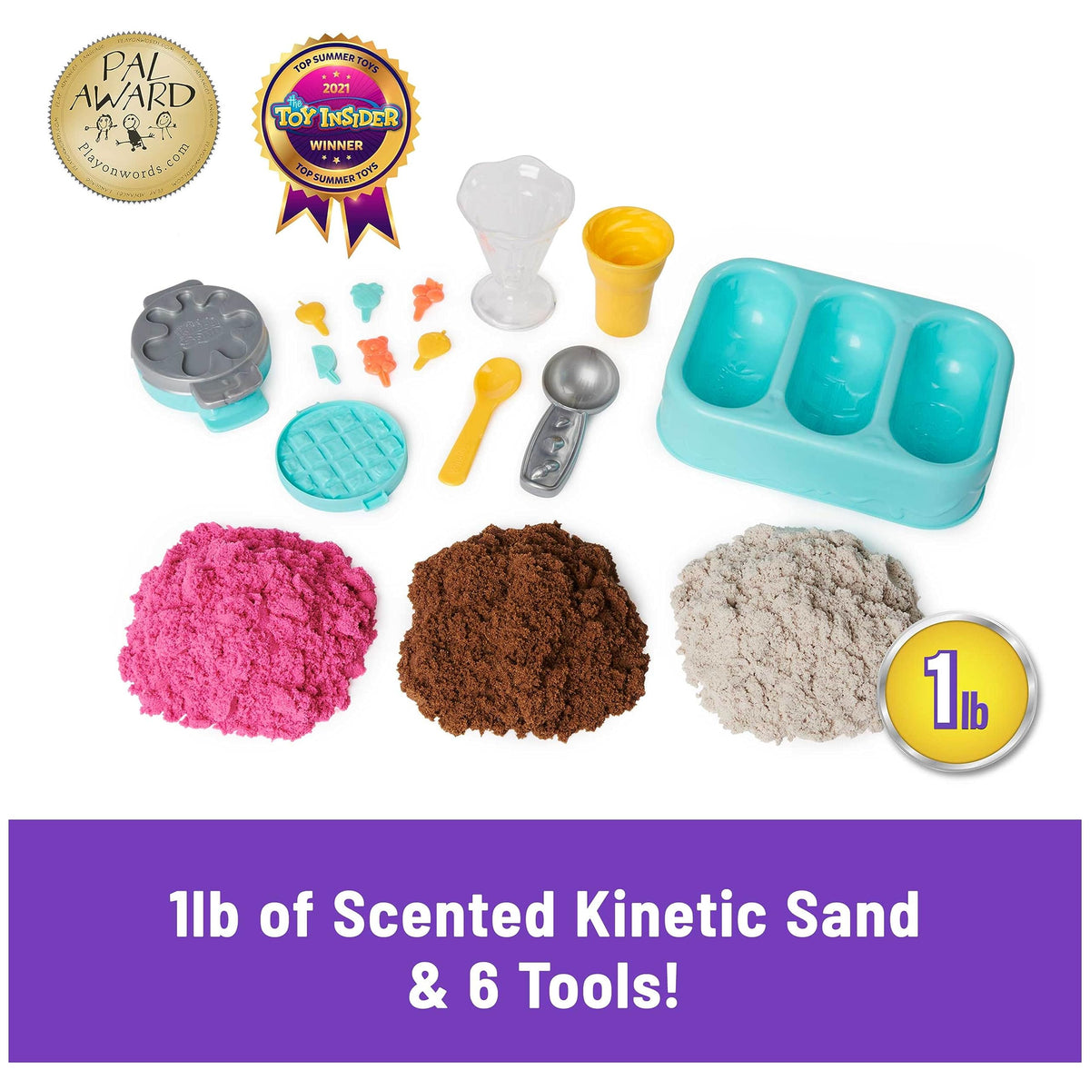 Kinetic Sand Scents, Ice Cream Treats Playset with 3 Colors Scented Play Sand & 6 Tools, Sensory Toys for Kids Ages 3 and up 🍁 All In One Marketplace Canada