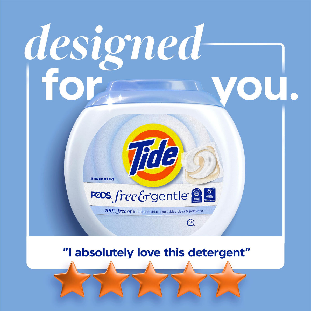 Tide PODS Free & Gentle Laundry Detergent — 76 Pacs