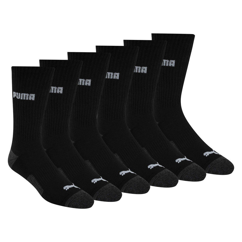 PUMA mens 6 Pack Crew Socks, Black/Grey Logo, 10-13 🍁 All In One Marketplace Canada