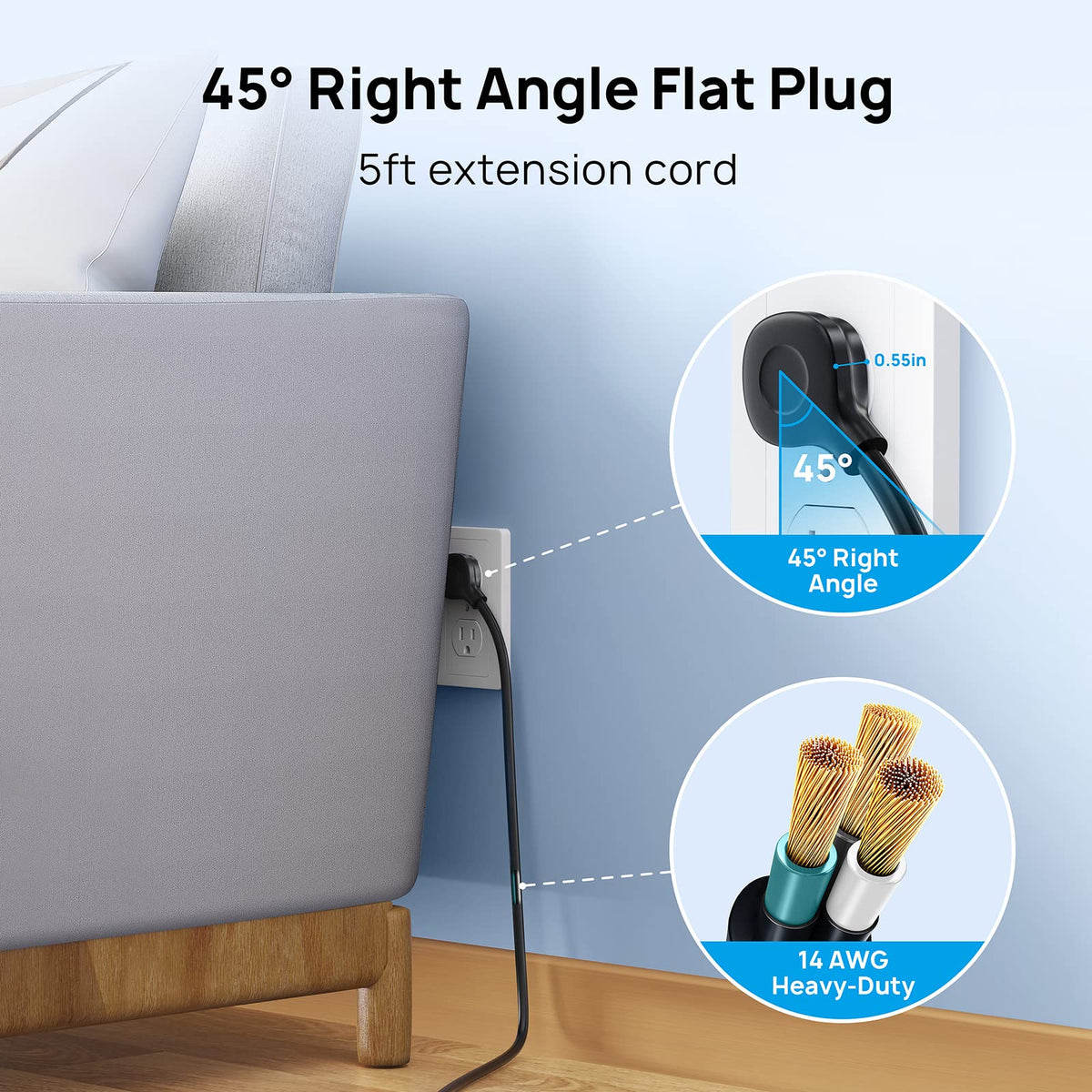 TROND Surge Protector Power Bar with 2 USB C, 4000 Joules, ETL Listed, 10 Widely Spaced Outlets, 5ft Flat Plug Extension Cord Indoor, Wall Mountable, Home Office Supplies Dorm Room Essentials 🍁 All In One Marketplace Canada