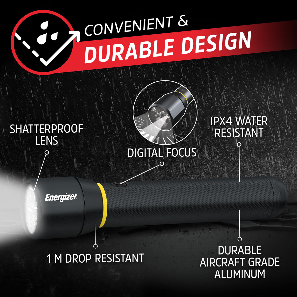 ENERGIZER LED Flashlight Vision PRO, Ultra Bright 1000+ Lumens, IPX4 Water Resistant, Aircraft-Grade Aluminum LED Light, Rugged Metal Flash Light for Outdoors, Emergency Power Outage, Black 🍁 All In One Marketplace Canada