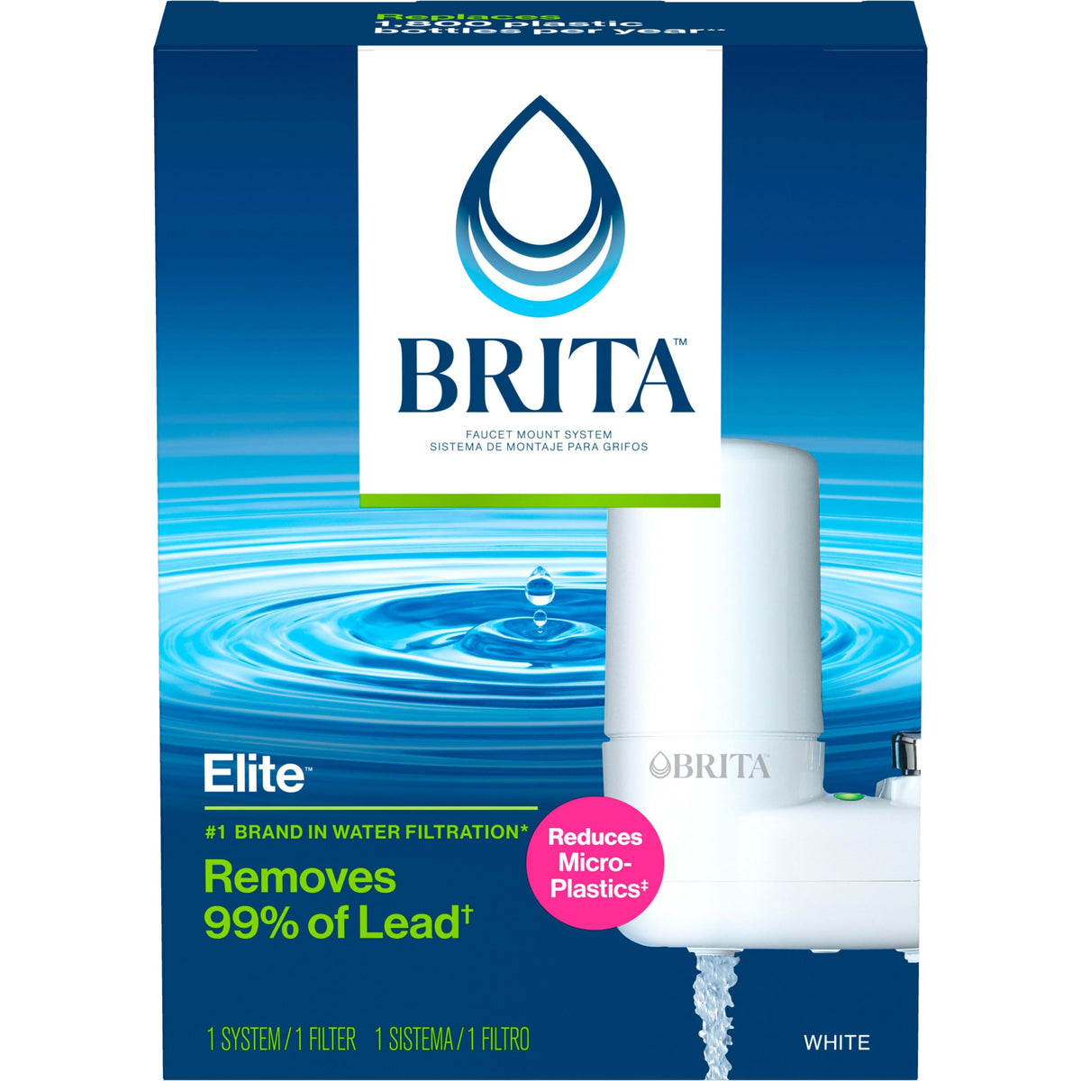 Brita Tap Water Filter System, Water Faucet Filtration System with Filter Change Reminder, Reduces Lead, BPA Free, Fits Standard Faucets Only - Basic, White, 1 Pack 🍁 All In One Marketplace Canada