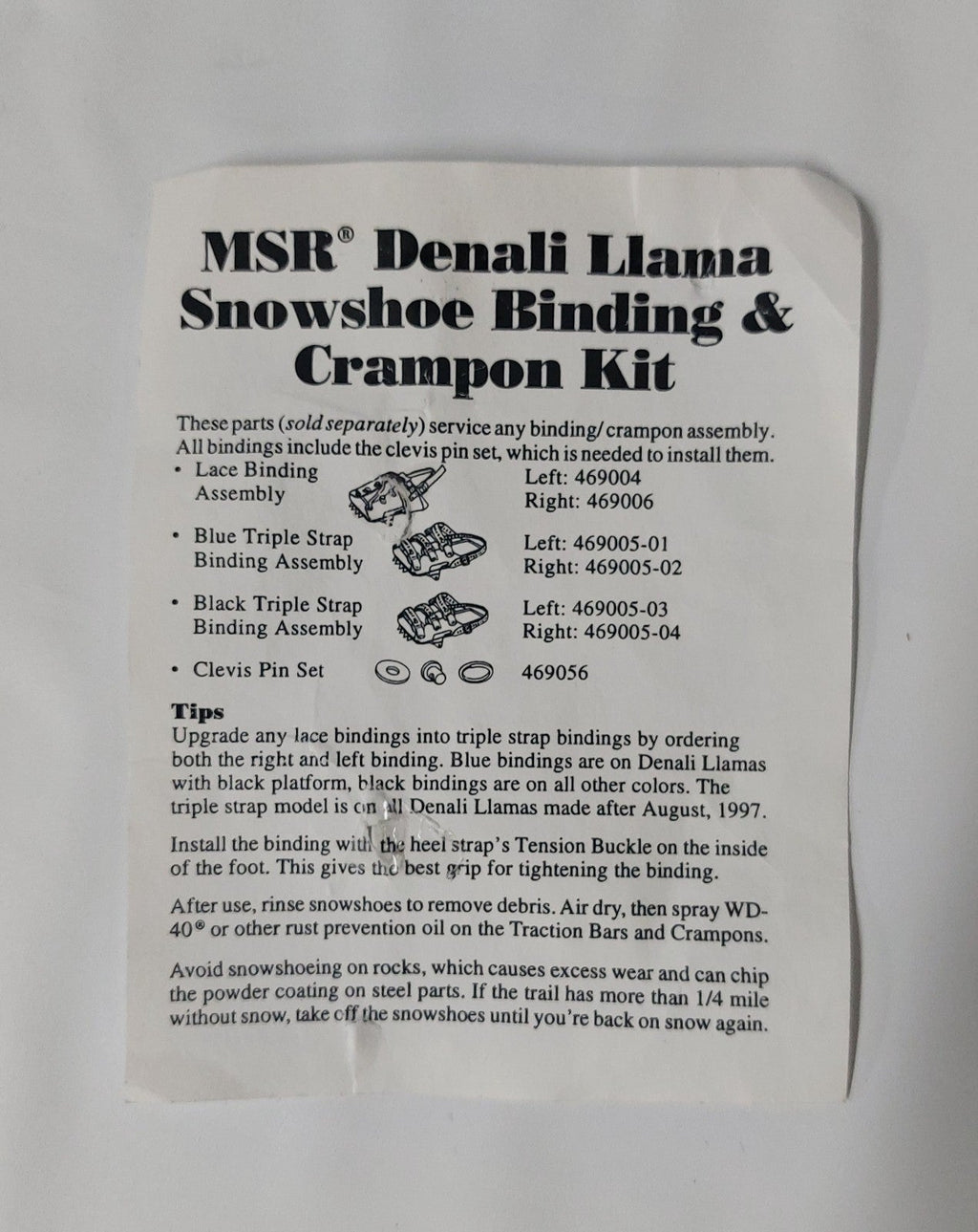 MSR Denali Llama Snowshoe Binding & Crampon Replacement Kit for Right Foot