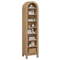 8-Tier Modern Arch Bookshelf with 3 Adjustable Shelves-Natural