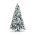 9 FT Snow Flocked Artificial Christmas Tree, Unlit, 1498 Tips, Four Hinged Sections