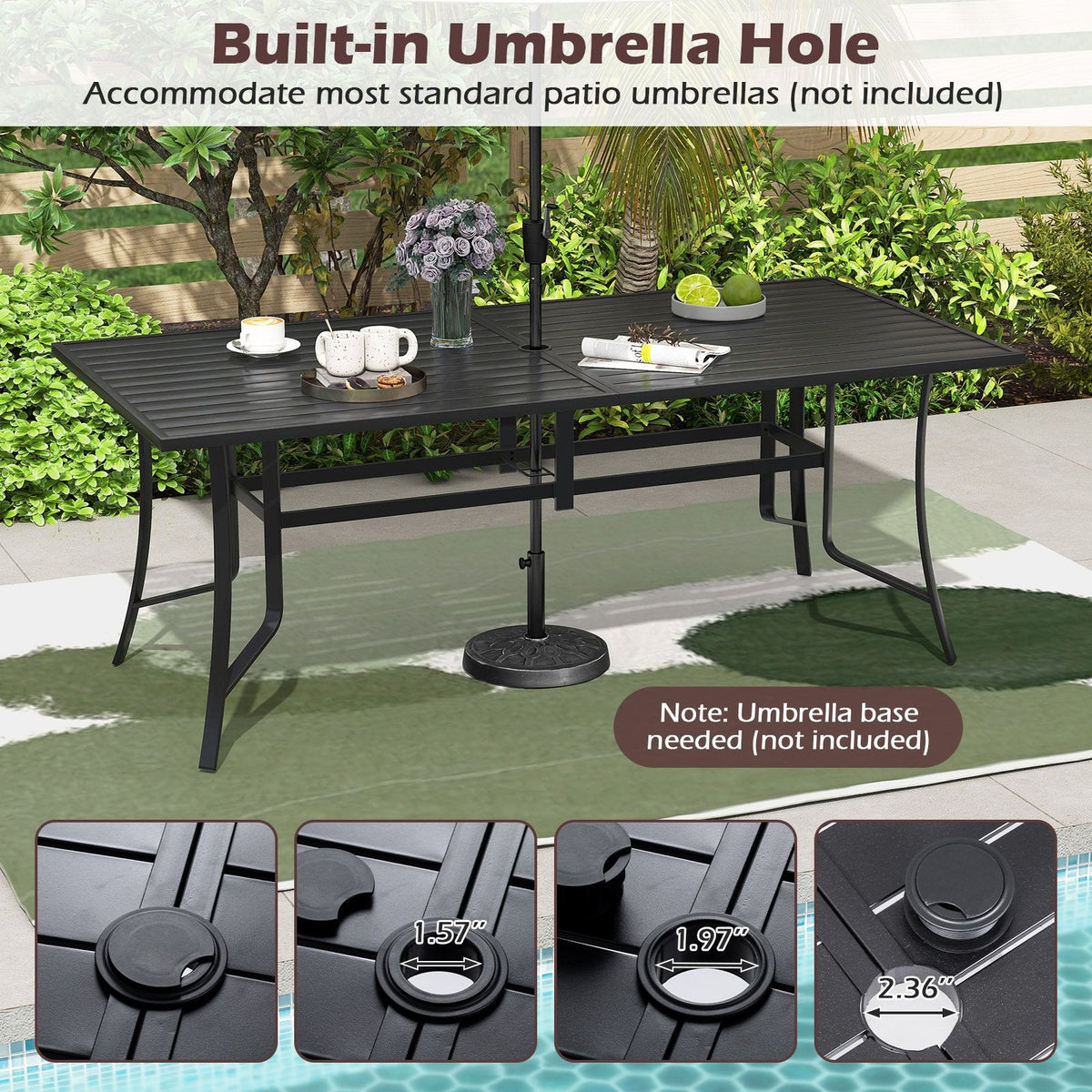 9 Piece Metal Patio Dining Set for 8 with Stackable Mesh Chairs and 76 in Table, Black