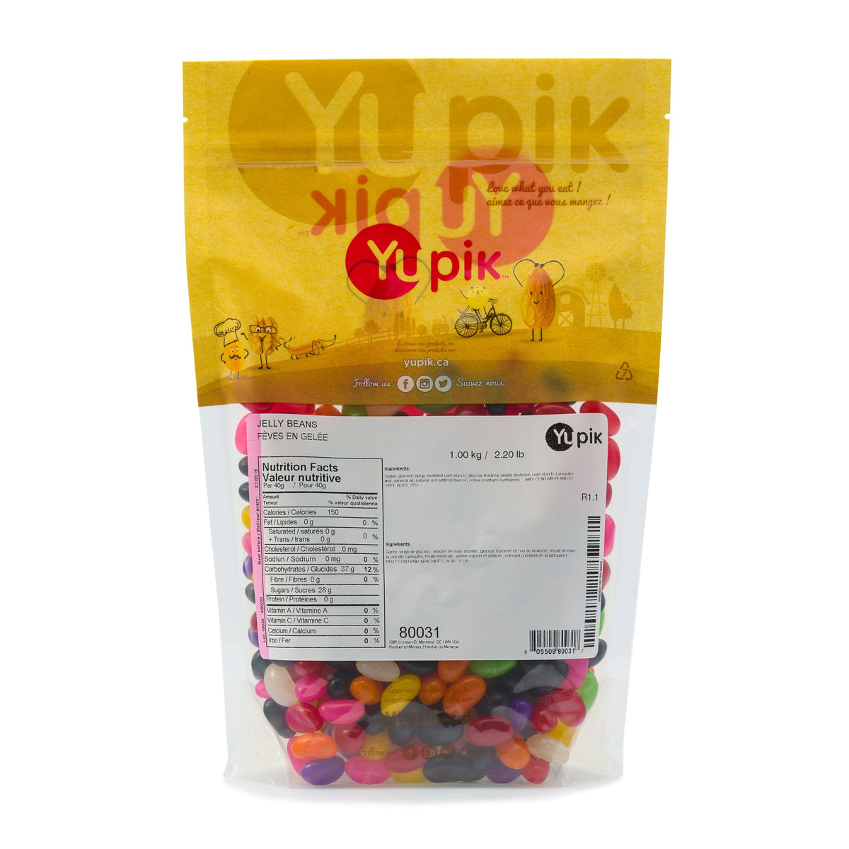 Yupik Jelly Beans, 1 kg , 6 Count, Chewy, Multicolored, Sweet Flavor, Classic Candy, Fun & Nostalgic, Delicious Snacks, Ideal for Gifting, Baking, Halloween & Holidays