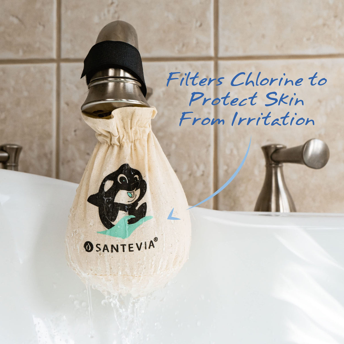 Organic Cotton Bath Faucet Filter by Santevia – Sensitive Skin Bathtub Water Purifier with Nourishing Minerals for Hair & Skin – Chlorine Filter | Made in Canada 🍁 All In One Marketplace Canada