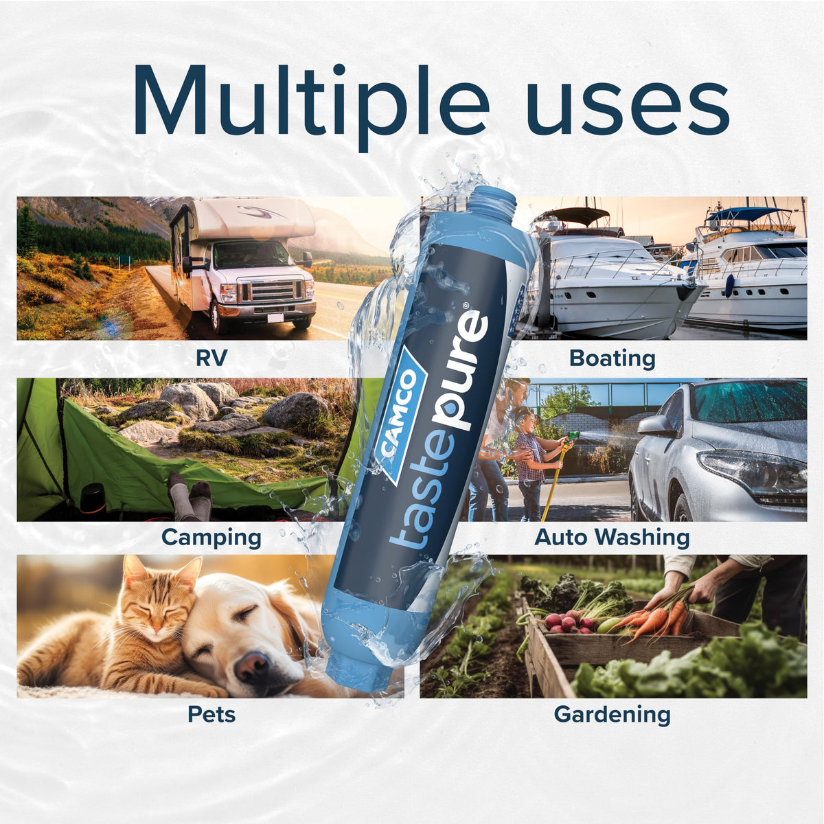 Camco Tastepure RV Water Filter - New & Advanced RV Inline Water Filter with Flexible Hose Protector - GAC & KDF Filtration - Made in USA - Camping Essentials for Fresh Drinking Water (40013) 🍁 All In One Marketplace Canada