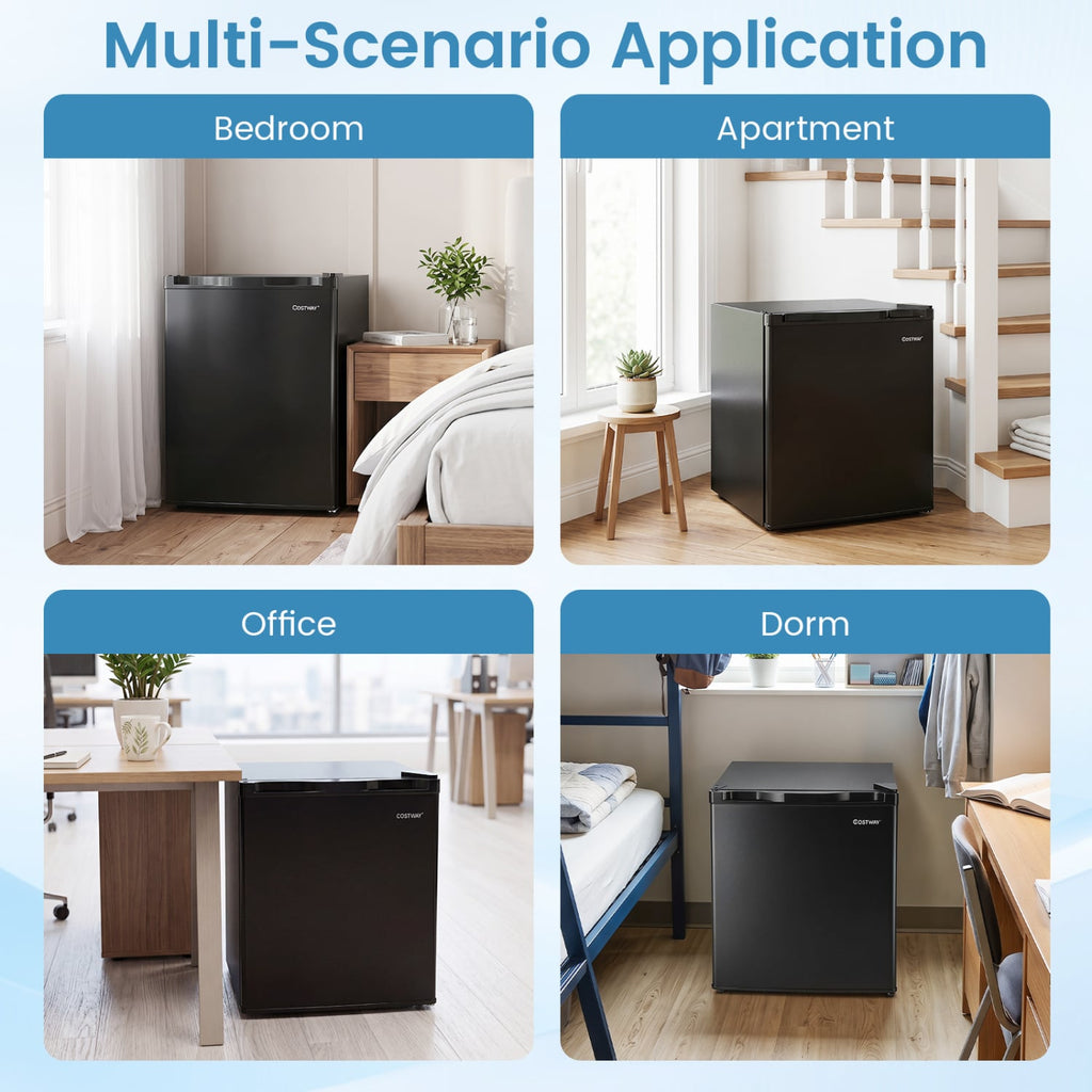Compact Mini Fridge with 7-Level Adjustable Thermostat-Black