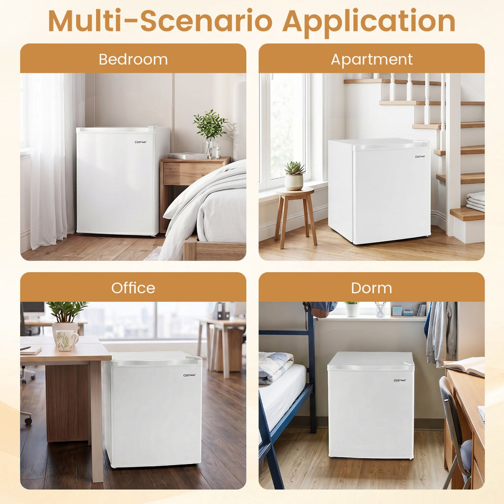Compact Mini Fridge with 7-Level Adjustable Thermostat-White