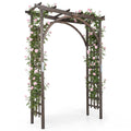 Flat Top Garden Arch Trellis 85 inches Tall Wood for Climbing Plants and Wedding-Brown