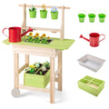 Kids Mud Kitchen with Removable Pots, Watering Can Planting Trough and Storage Box-Natrual