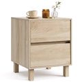 Modern WoodenEnd Table with 2 Storage Drawers-Natural