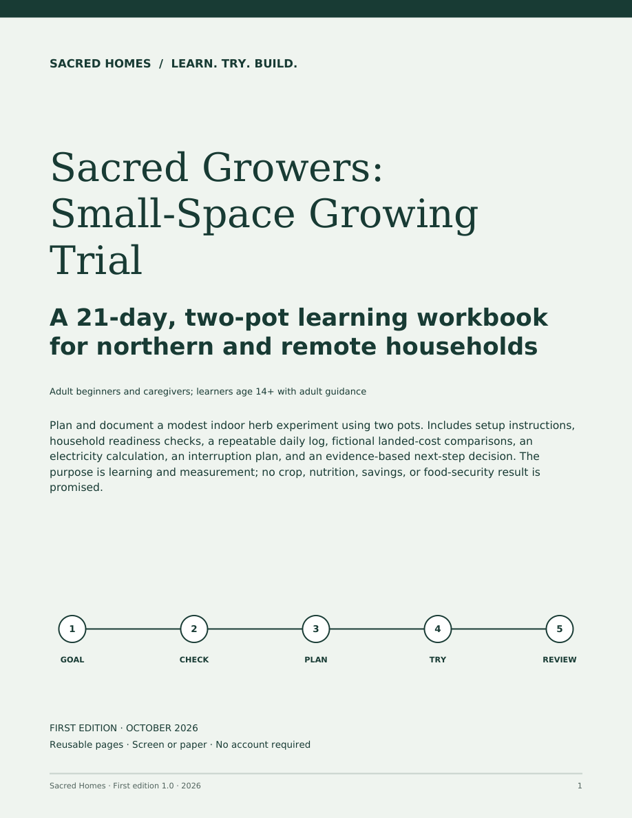 Sacred Growers: Small-Space Growing Trial workbook cover