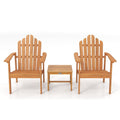 3 Piece Stackable Acacia Wood Adirondack Chair Set with Side Table, Natural