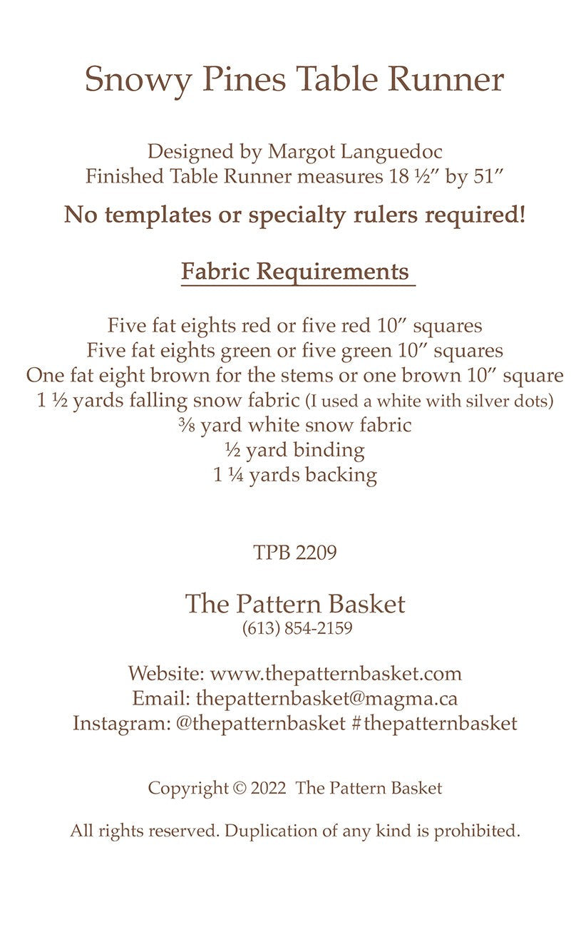 The Pattern Basket - Snowy Pines Table Runner