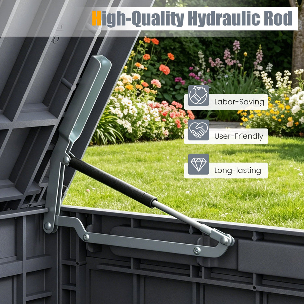 Waterproof Lockable Outdoor Deck Box for Tools Cushions Pool-Gray