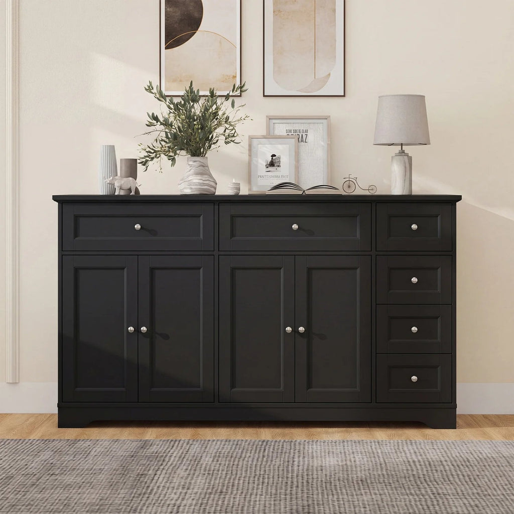 Buffet Sideboard 59 inches Modern Coffee Bar Station Console Table-Black