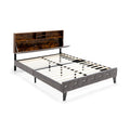 Queen Upholstered Bed with Lift-Up Bookcase Storage Headboard and 1000 lb Capacity, Grey