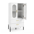 Modern Sideboard Buffet Cabinet with Fluted Doors-White