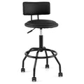 Rolling Adjustable Bar Stool with Backrest and Four Castors, 26 to 30.5 Inch Seat