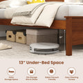 Multiple Size Solid Wood Platform Bed Frame with Headboard in Walnut-Twin Size