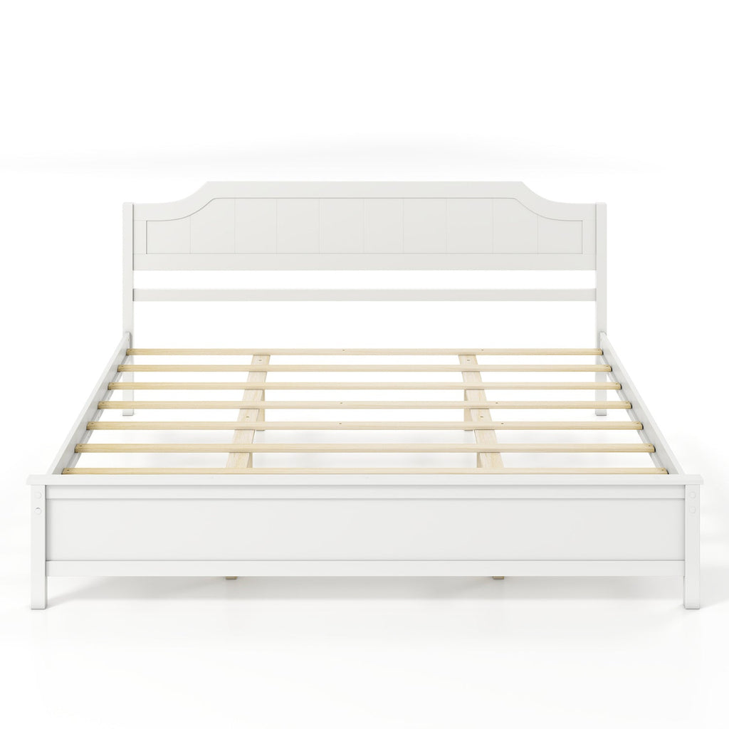 Multiple Size Solid Wood Platform Bed Frame with Headboard in White-King Size