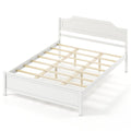 Multiple Size Solid Wood Platform Bed Frame with Headboard in White-Queen Size
