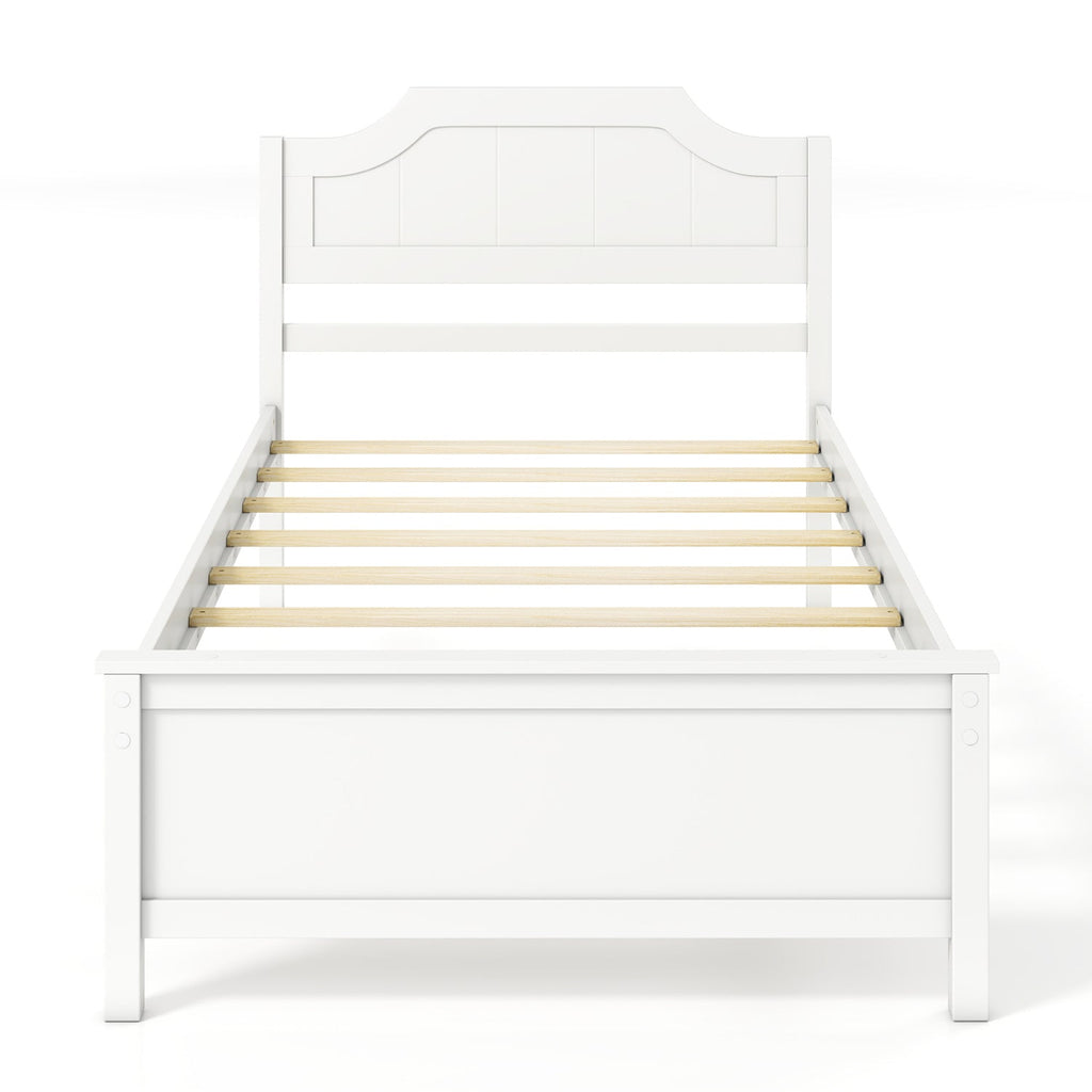 Multiple Size Solid Wood Platform Bed Frame with Headboard in White-Twin Size