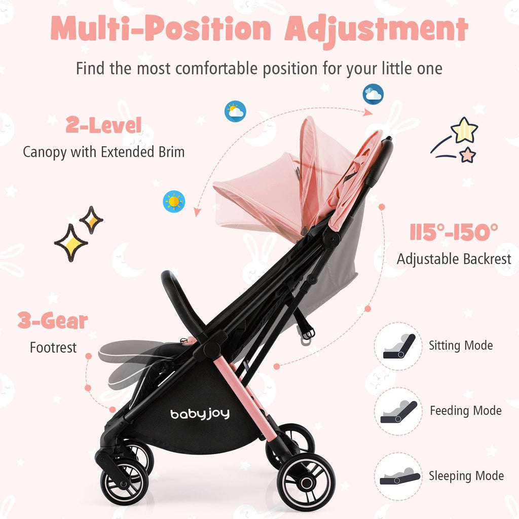 One-Hand Folding Portable Lightweight Stroller with Aluminum Frame