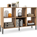 6 Cube Open Back Bookcase on Metal Legs, Low Storage Unit, Natural Wood Look