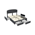 Full Size Upholstered Storage Bed with 4 Drawers and Height Adjustable Headboard, Grey
