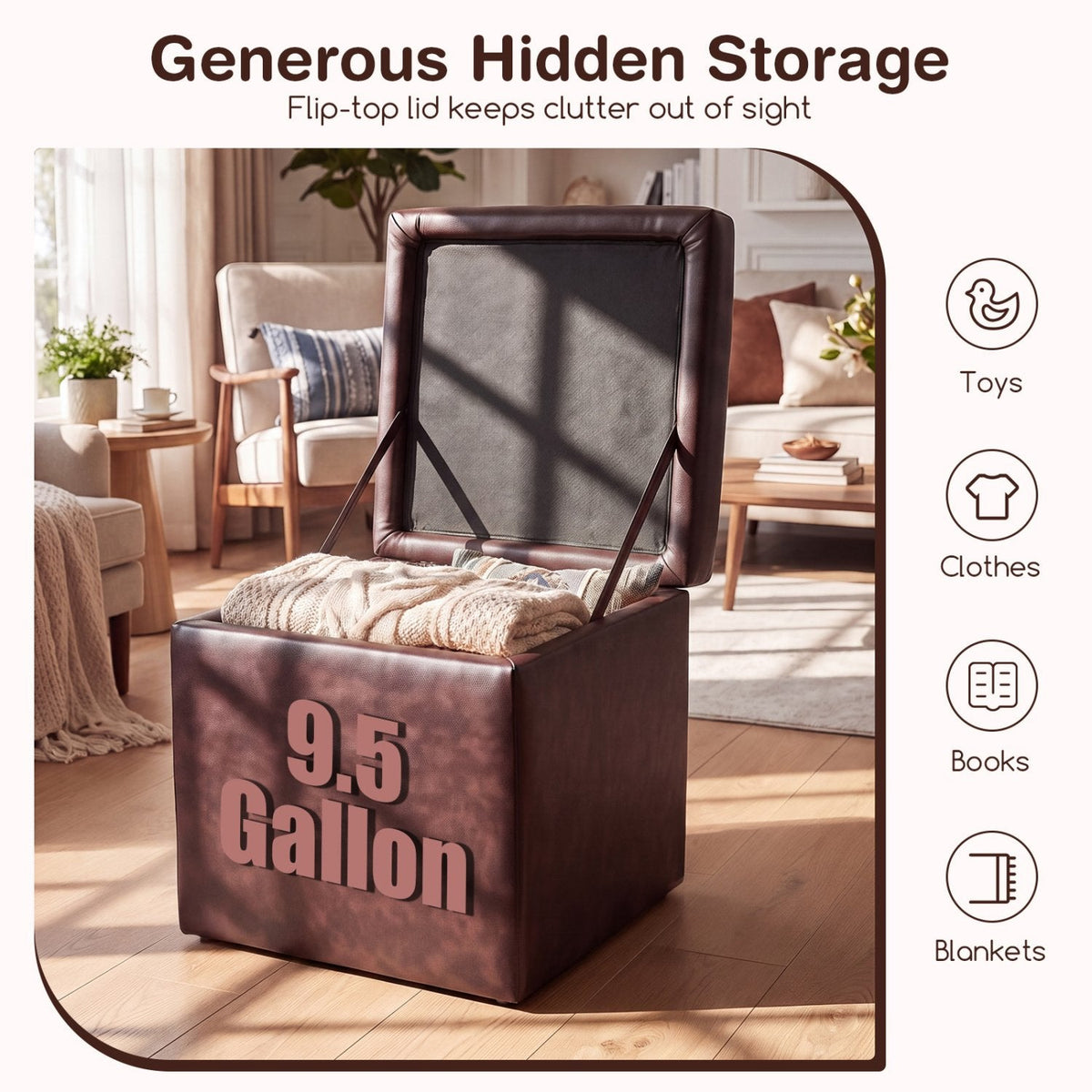 16 Inch Ottoman Pouffe Storage Box Lounge Seat Footstools