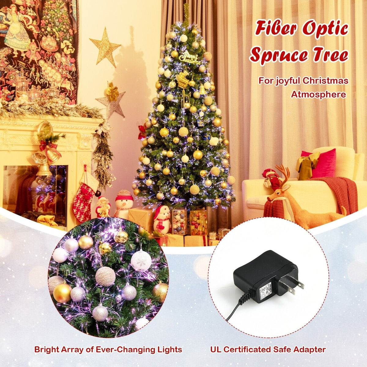 7 FT Fibre Optic Christmas Tree, 820 Branch Tips with Colour Changing Light