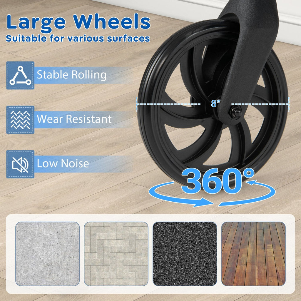 Rollator Walker with Seat and Height Adjustable Handles-Blue