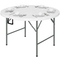 Φ48" Folding Patio Table, Outdoor HDPE Picnic Table, Card Table for 6, Round Folding Banquet with Metal Frame, White