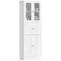 Freestanding Bathroom Cabinet with Glass/Louvred Doors, Tall Bathroom Cabinet for Kitchen, Study, Living Room